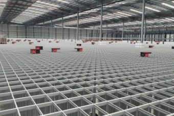 View of a warehouse using automated technology