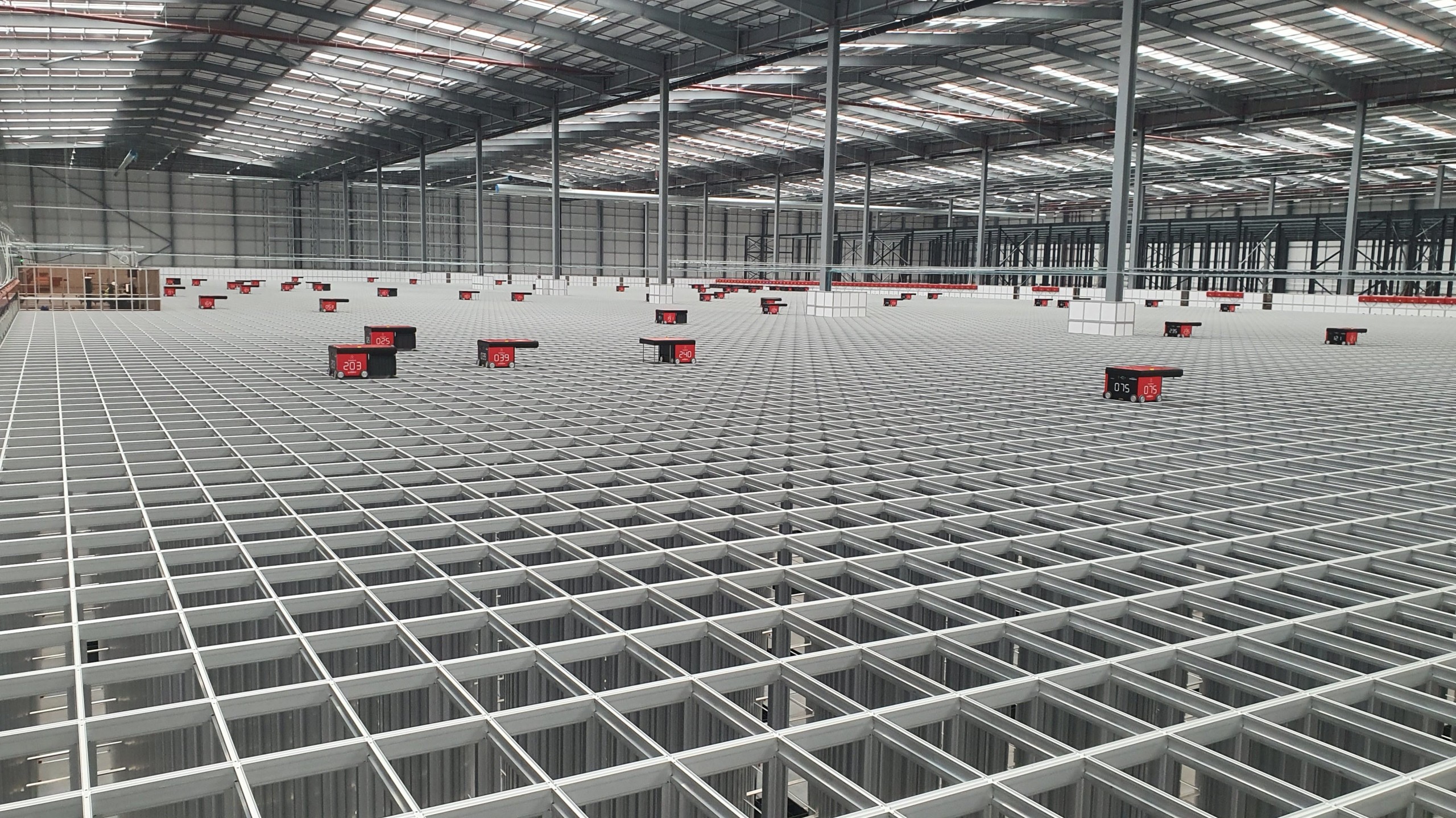 View of a warehouse using automated technology